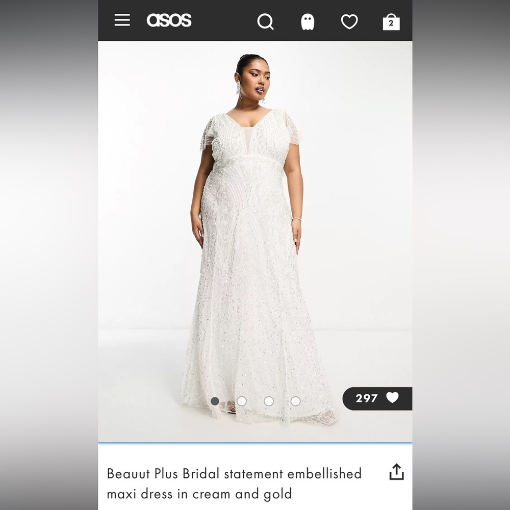Beauut Plus Bridal statement embellished maxi dress in cream and gold